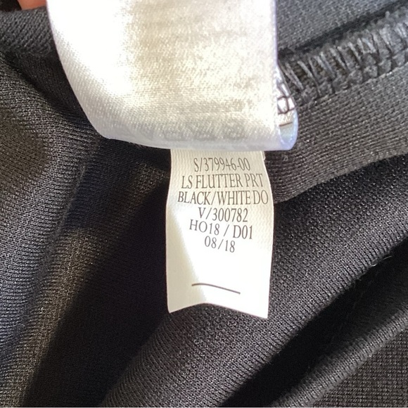 Old Navy Black Gray Polka Dot Ponte Sheath Bell Ruffle Half Sleeve Dress XXL NEW - Picture 11 of 13